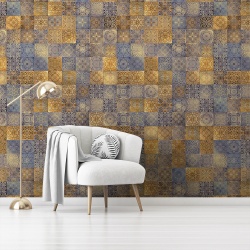 Fototapet Imitatie Faianta - Ornamente aurii elegante (Tile 045)