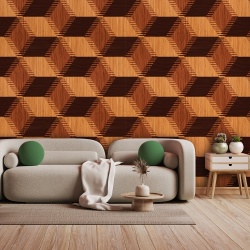 Fototapet Imitatie Lemn - Cuburi 3D cu margini zimtate (Wood 057) - Img 2