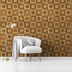 Fototapet Imitatie Lemn - Patrate 3D in relief (Wood 034)