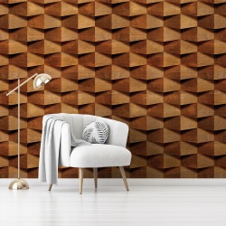 Fototapet Imitatie Lemn - Pattern cu forme geometrice 3D (Wood 059) - Img 4
