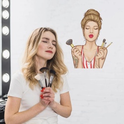 Pop art girl with brushes - Img 3