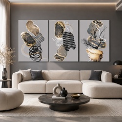 Set 3 Tablouri Canvas - Abstract 3D shapes and textures