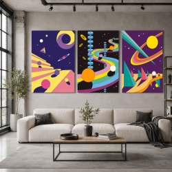 Set 3 Tablouri Cartoon space