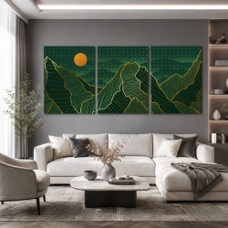 Set Tablouri Canvas - Abstract Dots Golden Landscape