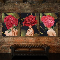 Set Tablouri Canvas - Rose Lady Gold Background - Img 2