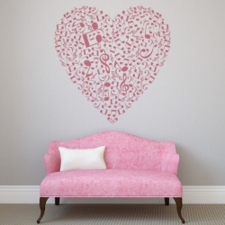 Sticker de Perete Music Notes Love Heart