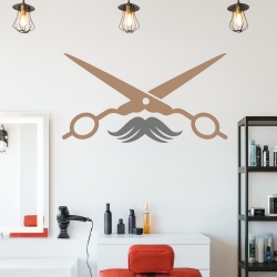 Sticker Frizerie (foarfece si mustata)