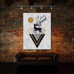 Tablou Canvas Deer And Abstract Shapes - Img 2