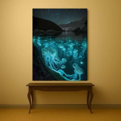 Tablou Canvas Glowing Jellyfish - Img 4