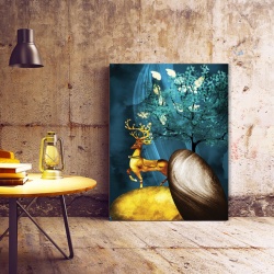 Tablou Canvas Golden Deer On The Rocks - Img 2