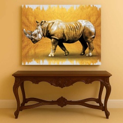 Tablou Canvas - Golden Rhino - Img 3