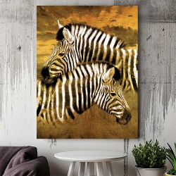 Tablou Canvas - Golden zebras - Img 3