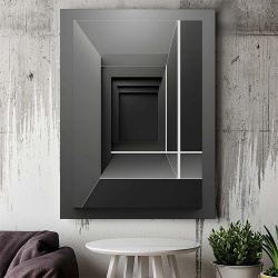 Tablou Canvas Modern Abstract - 3D doors on grey - Img 3
