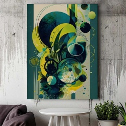 Tablou Canvas Modern Abstract - Abstract lime and green spheres - Img 2