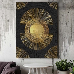 Tablou Canvas Modern Abstract - Abstract tribal painting in gold - Img 3