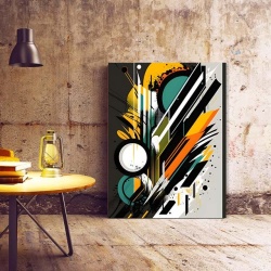 Tablou Canvas Modern Abstract - Contrasting shapes and watercolor splash