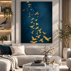 Tablou Canvas Modern Abstract - Flying golden birds