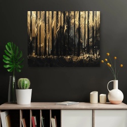 Tablou Canvas Modern Abstract - Golden forest in flames - Img 3