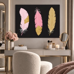Tablou Golden colorful feathers
