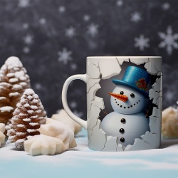 Cana De Craciun - Cute Snowman with Blue Hat - Img 2