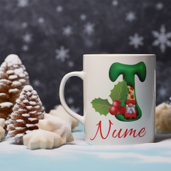 Cana De Craciun - Litere cu gnomi T (nume personalizat)