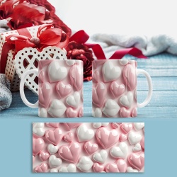 Cana Valentine's Day - Inimi stralucitoare roz si alb - Img 2