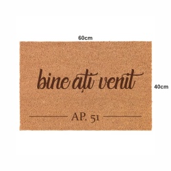 Covor de intrare personalizat - 60x40cm - bine ati venit apartament - Img 2