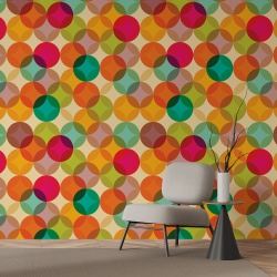 Fototapet Abstract - Cercuri multicolore retro (Geometric 024) - Img 3