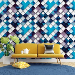 Fototapet Abstract - Mozaic din romburi 3D multicolore (Geometric 006) - Img 1