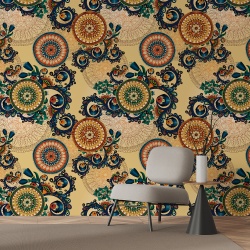 Fototapet Abstract - Tapiserie vintage cu rozete (Geometric 143)