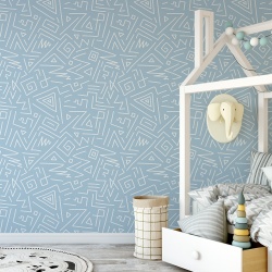 Fototapet Copii Pattern Geometric Abstract cu Fundal Bleu Pastel 1012-G