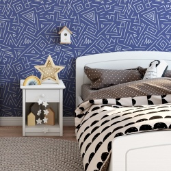 Fototapet Copii Pattern Stilizat pe Fundal Albastru 1012-P