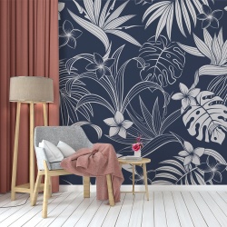 Fototapet - Exotic leaves on navy background (FTD1000281)