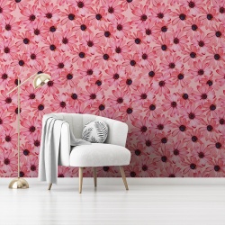 Fototapet Floral - Pattern cu margarete roz (Floral 009)