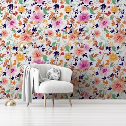 Fototapet Floral - Rainbow flowers pattern (Floral 049)
