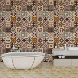 Fototapet Imitatie Faianta - Placi multicolore cu modele miniaturale (Tile 001) - Img 2