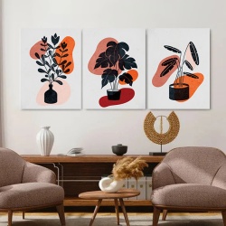 Set 3 Tablouri Canvas - Abstract minimalistic floral - Img 3