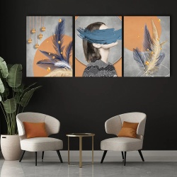 Set 3 Tablouri Canvas - Abstract mix with a modern portrait - Img 3