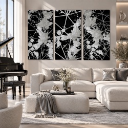 Set 3 Tablouri Elegante - Silver Splash on Black (ZAZ 138, 139, 140)