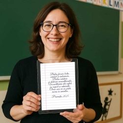 Set cadou profesor – Diplomă + opțiuni personalizare cu notes A5 alb și pix