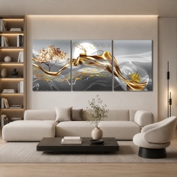 Set Tablouri Canvas - Deer And Golden Boat