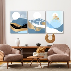 Set Tablouri Canvas - Golden Abstract Winter - Img 2