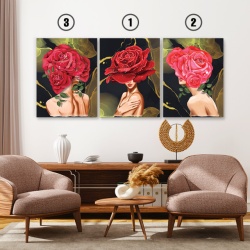 Set Tablouri Canvas - Rose Lady Gold Background - Img 3