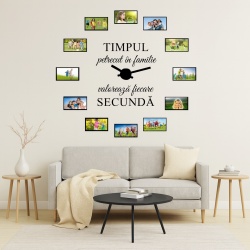 Sticker ceas Decorativ Cu Poze - Timpul Valoreaza Fiecare Secunda