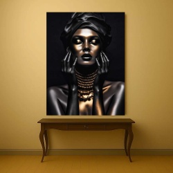 Tablou Canvas - Black and golden portrait - Img 4