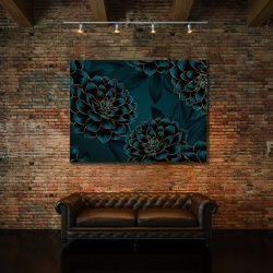 Tablou Canvas Blue And Golden Dahlias - Img 3