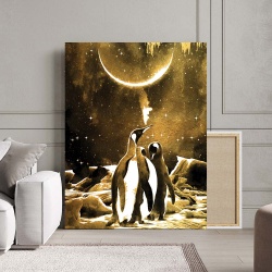 Tablou Canvas - Golden landscape with penguins - Img 2