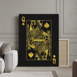 Tablou Canvas Inspirațional - Golden Queen Playing Card - Img 1