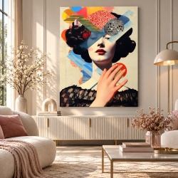 Tablou Canvas Modern Abstract - Abstract collage with vintage portrait