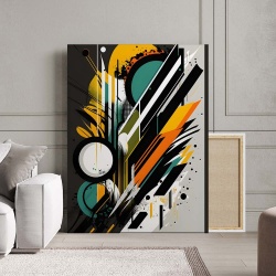 Tablou Canvas Modern Abstract - Contrasting shapes and watercolor splash - Img 2